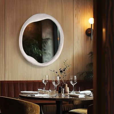 Gemalte Flannel gewickelte Holzrahmen Spiegel einzigartige unregelmäßige Wanddekoration für Zuhause