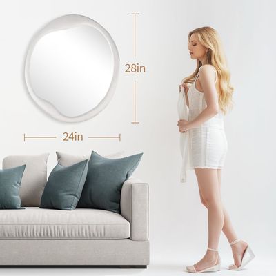 Gemalte Flannel gewickelte Holzrahmen Spiegel einzigartige unregelmäßige Wanddekoration für Zuhause