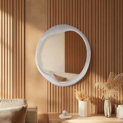 Gemalte Flannel gewickelte Holzrahmen Spiegel einzigartige unregelmäßige Wanddekoration für Zuhause