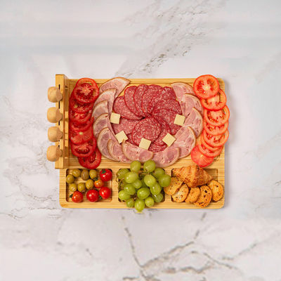 Bamboo-Schnittbrett mit Skala und Lagerung Klappbares Endkorn Hartholzbrett Stein