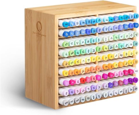 Holz-Schreibtisch-Speicher hält 126 Marker 48 Pastellfarben in Bambus Marker Organisator