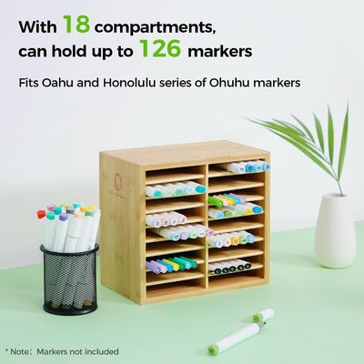 Holz-Schreibtisch-Speicher hält 126 Marker 48 Pastellfarben in Bambus Marker Organisator