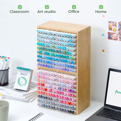 Holz-Schreibtisch-Speicher hält 126 Marker 48 Pastellfarben in Bambus Marker Organisator
