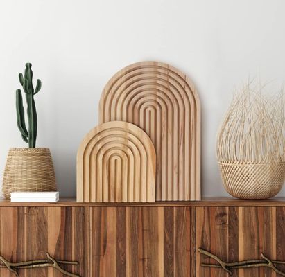 Customized Logo Akzeptable Regenbogen-Form Holz Schneidebrett für die Heimküche Dekoration