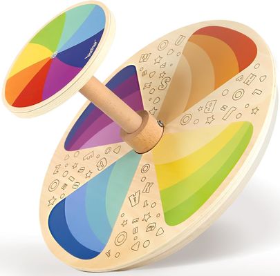 Holzspinner-Sitz Sitz und Drehen Größere Größe Lasergravur Klassisches Spinning-Aktivitätsspielzeug