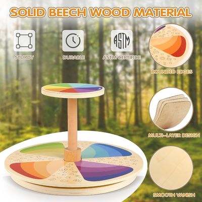 Holzspinner-Sitz Sitz und Drehen Größere Größe Lasergravur Klassisches Spinning-Aktivitätsspielzeug