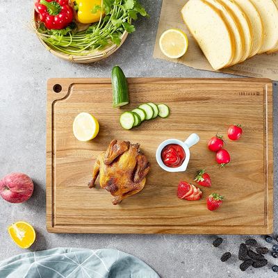 Profi-Küche Akazien-Bamboo- und Olivenholz-Schnittbrett-Set mit Behältern