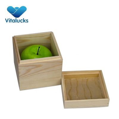 Maßgeschneiderte kleine Quadrat-Geschenk-Holzbox aus massivem Holz für ökologische Vorteile