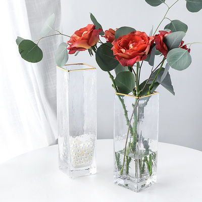 All-Season Modern Square Handgefertigte klare Glasvase mit handgeblasener Technik