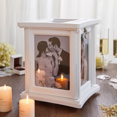 Hochzeitsrezeption Eukalyptus DIY Umschlag Holzkiste mit Schloss Probe kostenlos