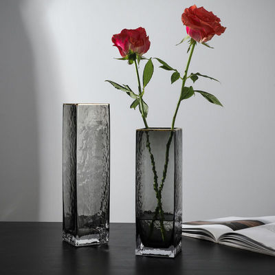 All-Season Modern Square Handgefertigte klare Glasvase mit handgeblasener Technik