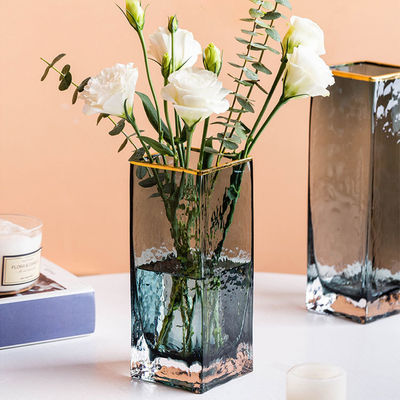 All-Season Modern Square Handgefertigte klare Glasvase mit handgeblasener Technik