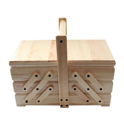Bequeme, geschichtete Nähbox aus Holz mit modernem Falten und einfacher Organisation