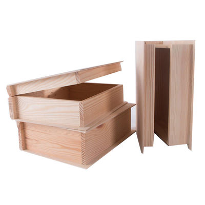 Customized Kieferholz Farbbuch-Form Box für schicke unfertige Holz Geschenk Handwerk