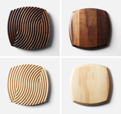 Nordic-Stil-Wassergewölbte Buchenholz-Dekorationsschalen 19,3x19,3x2cm akzeptiert