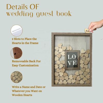 Holz und Glas romantische Hochzeitsdekoration Custom Drop Top Rahmen mit großem Foto-Einsatz