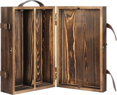 34x20x10cm angepasste Doppelflasche Weinflasche mit verschlossenem Deckel und Ledergriff