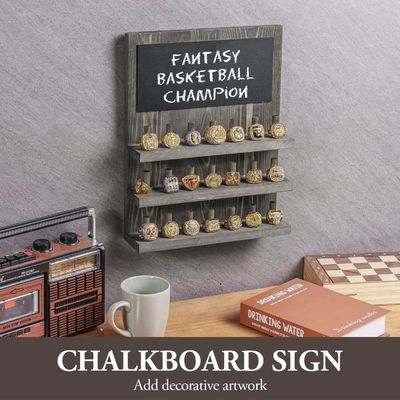 21 Peg Holzring Halter für Wandmontierte Vintage Grau Massivholz Schmuck Anzeige