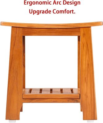 Holz-Badezimmer-Spa-Badehocker mit Griff und Regal aus natürlichem Teakholz