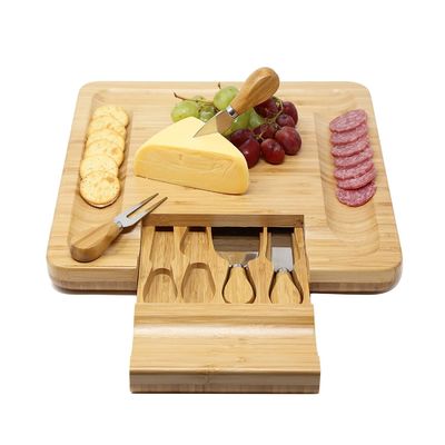 All-Season-Bamboo-Serving Tray mit Käsebrett und individuell angepasstes Logo akzeptables Messer-Set