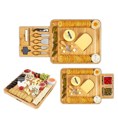All-Season-Bamboo-Serving Tray mit Käsebrett und individuell angepasstes Logo akzeptables Messer-Set