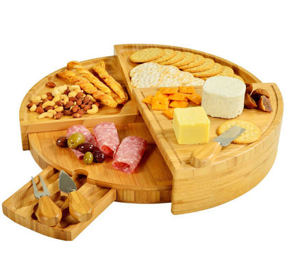 All-Season-Bamboo-Serving Tray mit Käsebrett und individuell angepasstes Logo akzeptables Messer-Set