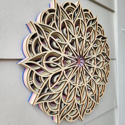 Dekorative Handarbeit 6 Schichten Farbiges Hängendes Dekor Boho Wandkunst Dekor Holz Mandala