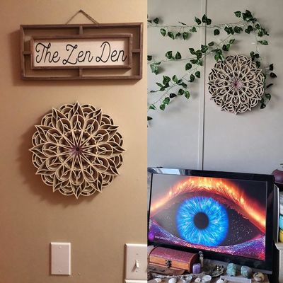 Dekorative Handarbeit 6 Schichten Farbiges Hängendes Dekor Boho Wandkunst Dekor Holz Mandala