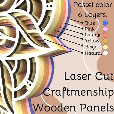 Dekorative Handarbeit 6 Schichten Farbiges Hängendes Dekor Boho Wandkunst Dekor Holz Mandala