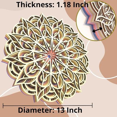 Dekorative Handarbeit 6 Schichten Farbiges Hängendes Dekor Boho Wandkunst Dekor Holz Mandala