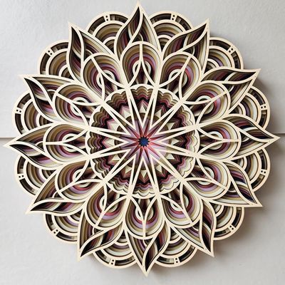Dekorative Handarbeit 6 Schichten Farbiges Hängendes Dekor Boho Wandkunst Dekor Holz Mandala
