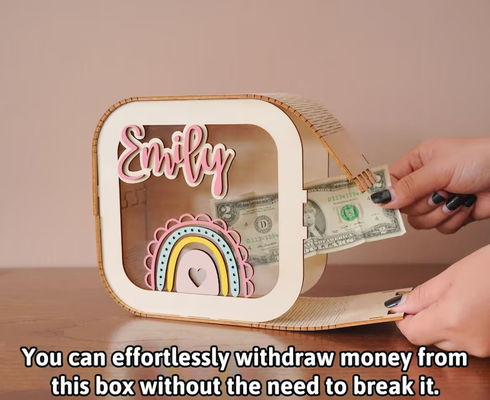 Pinienholz-Geldschachtel Montessori-Zimmer Kinderzimmer Dekor Holz-Geldschachtel Geschenk für Tochter