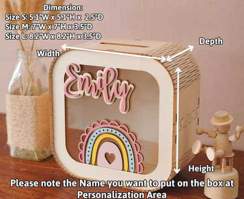 Pinienholz-Geldschachtel Montessori-Zimmer Kinderzimmer Dekor Holz-Geldschachtel Geschenk für Tochter