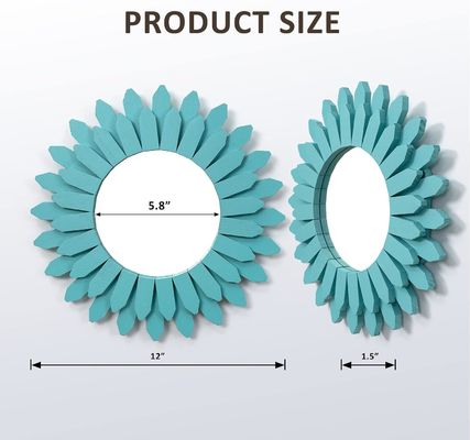 Dekorativer Wandspiegel in Weiß oder Ihrer Farbe 12 Zoll rustikales Holz Sonnenstrahl Boho-Stil