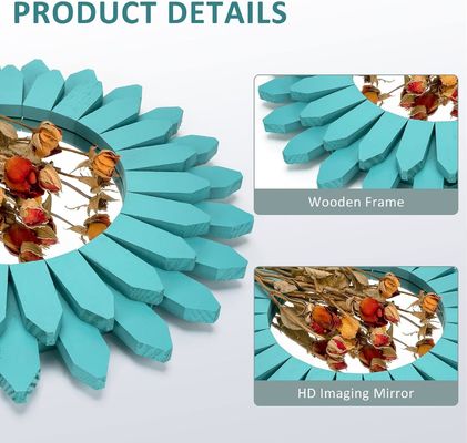 Dekorativer Wandspiegel in Weiß oder Ihrer Farbe 12 Zoll rustikales Holz Sonnenstrahl Boho-Stil