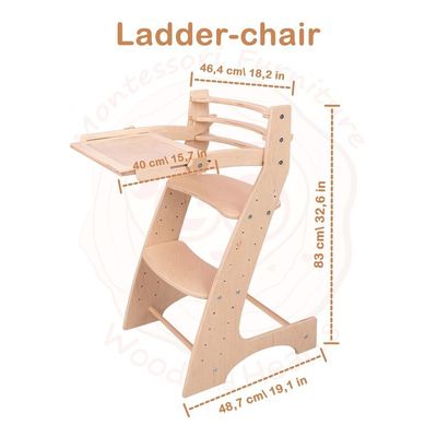 Verstellbarer Holzschreibtischstuhl für die ganze Saison Montessori und Waldorf-inspiriertes Design