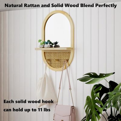 Bad Schlafzimmer Eingang Wohnzimmer Dekorationsspiegel Wandspiegel mit Regal und Mantelhaken Holzrahmen