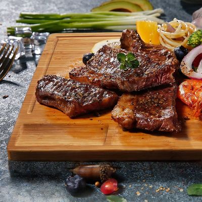 Multifunktionales Bambus-Schnittbrett mit 3 Abteilungen und Saftgräben 43*32*1,8cm