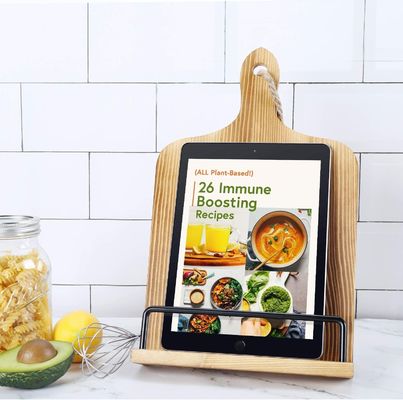 Lesen Sie Ihre Rezepte mühelos mit diesem verstellbaren Rezeptbuchhalter aus Holz