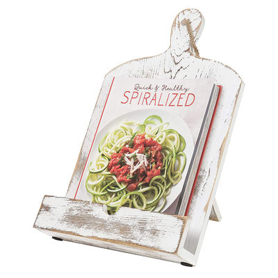 Weißgewaschene Schnittplatte Holz-Kochbuch-Standhalter mit Kickstand