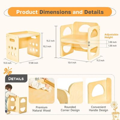 Holz 1-3 Jahre Alte Kinder Einstellbare Höhe Stuhl Schritt Hocker für Wohnzimmer