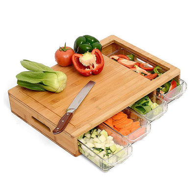 OEM ODM Akzeptiert Klassisches Rechteck BAMBOO Schneidebrett mit Saft-Groove-Behältern