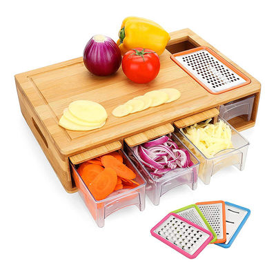 OEM ODM Akzeptiert Klassisches Rechteck BAMBOO Schneidebrett mit Saft-Groove-Behältern