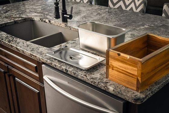 Acacia Holz Box Küche Kompostbehälter Rostfest Edelstahl Einfügen und Speicher Eimer