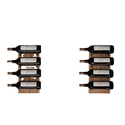 Wandmontiertes Holz-Weinregal für Wandbildschirm schwarze Halterungen