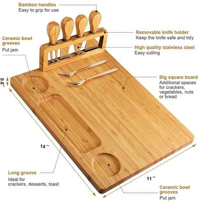 Edelstahl-Käse-Messer Bambus-Käse-Tisch-Set für die Kartoffeln und das Servieren