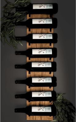 Wandmontiertes Holz-Weinregal für Wandbildschirm schwarze Halterungen