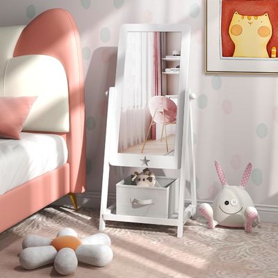 Freistehender Volllänge-Kleidungsspiegel mit 360-Grad-drehbarem rechteckigem Design