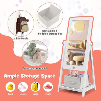 Freistehender Volllänge-Kleidungsspiegel mit 360-Grad-drehbarem rechteckigem Design