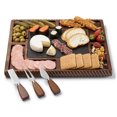 Servieren Sie Ihren Käse mit Stil mit unserem zweiseitigen Schiefer- und Edelstahl-Schnitzel-Set